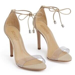 NWOB Schutz Monique Stiletto Sandals Nude/Transparent Size 7.5B